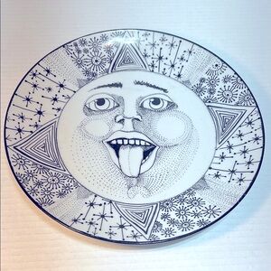 Artists whimsical pointillism hand drawn plate
